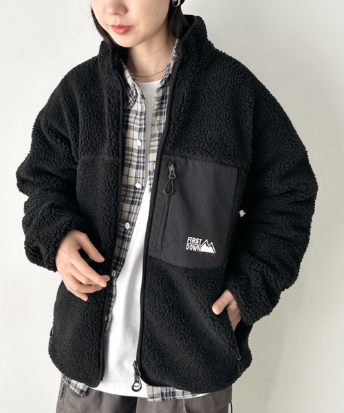FIRST DOWN（ファーストダウン）の「FIRST DOWN(ファーストダウン)/BOA JKT ボアジャケット ボアブルゾン フリースアウター（ブルゾン・レディース・ベージュ/ブラック/グレー・S/M/L/XL）」の13枚目の写真