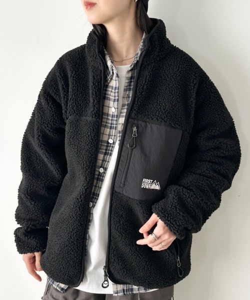 FIRST DOWN（ファーストダウン）の「FIRST DOWN(ファーストダウン)/BOA JKT ボアジャケット ボアブルゾン フリースアウター（ブルゾン・レディース・ベージュ/ブラック/グレー・S/M/L/XL）」の14枚目の写真