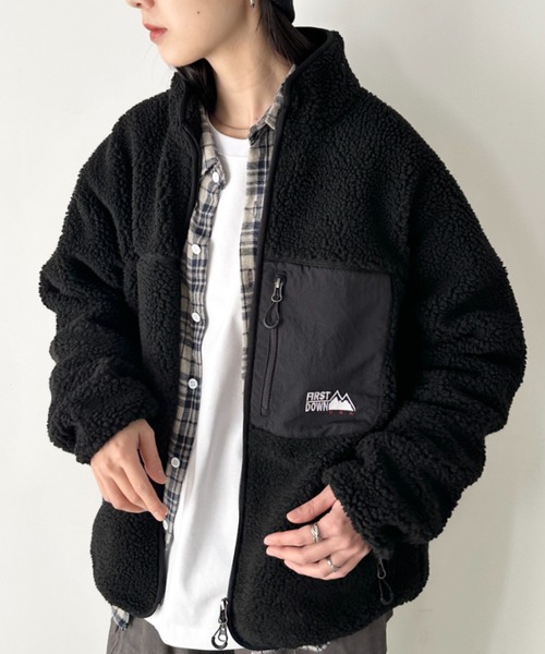 FIRST DOWN（ファーストダウン）の「FIRST DOWN(ファーストダウン)/BOA JKT ボアジャケット ボアブルゾン フリースアウター（ブルゾン・レディース・ベージュ/ブラック/グレー・S/M/L/XL）」の16枚目の写真