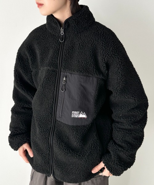 FIRST DOWN（ファーストダウン）の「FIRST DOWN(ファーストダウン)/BOA JKT ボアジャケット ボアブルゾン フリースアウター（ブルゾン・レディース・ベージュ/ブラック/グレー・S/M/L/XL）」の7枚目の写真