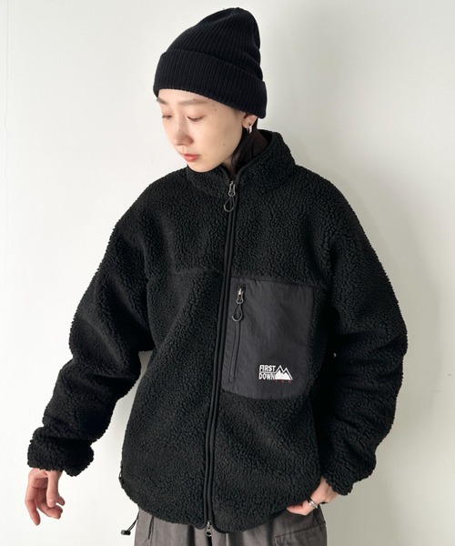 FIRST DOWN（ファーストダウン）の「FIRST DOWN(ファーストダウン)/BOA JKT ボアジャケット ボアブルゾン フリースアウター（ブルゾン・レディース・ベージュ/ブラック/グレー・S/M/L/XL）」の11枚目の写真