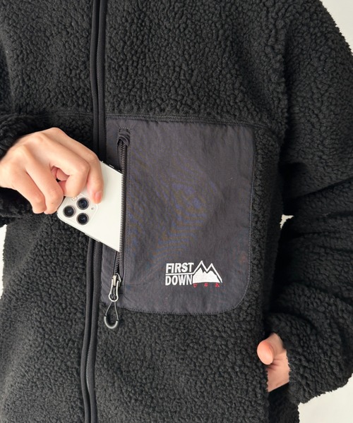 FIRST DOWN（ファーストダウン）の「FIRST DOWN(ファーストダウン)/BOA JKT ボアジャケット ボアブルゾン フリースアウター（ブルゾン・レディース・ベージュ/ブラック/グレー・S/M/L/XL）」の5枚目の写真