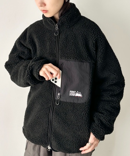 FIRST DOWN（ファーストダウン）の「FIRST DOWN(ファーストダウン)/BOA JKT ボアジャケット ボアブルゾン フリースアウター（ブルゾン・レディース・ベージュ/ブラック/グレー・S/M/L/XL）」の4枚目の写真