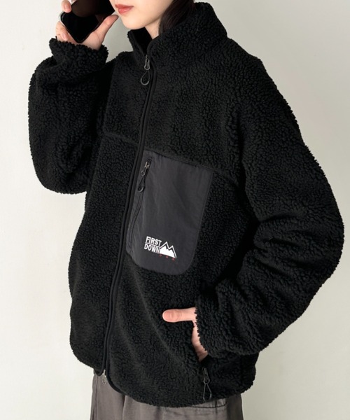 FIRST DOWN（ファーストダウン）の「FIRST DOWN(ファーストダウン)/BOA JKT ボアジャケット ボアブルゾン フリースアウター（ブルゾン・レディース・ベージュ/ブラック/グレー・S/M/L/XL）」の10枚目の写真