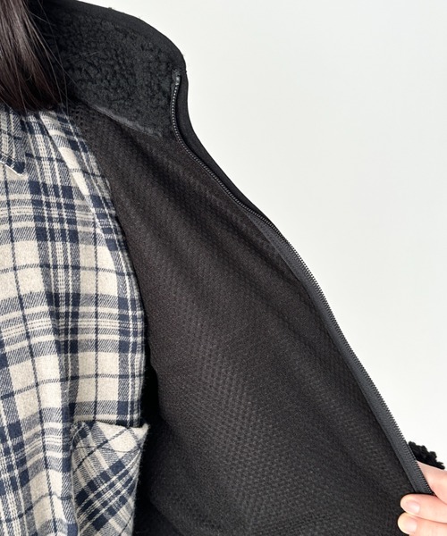 FIRST DOWN（ファーストダウン）の「FIRST DOWN(ファーストダウン)/BOA JKT ボアジャケット ボアブルゾン フリースアウター（ブルゾン・レディース・ベージュ/ブラック/グレー・S/M/L/XL）」の6枚目の写真