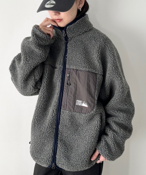 FIRST DOWN（ファーストダウン）の「FIRST DOWN(ファーストダウン)/BOA JKT ボアジャケット ボアブルゾン フリースアウター（ブルゾン・レディース・ベージュ/ブラック/グレー・S/M/L/XL）」の20枚目の写真