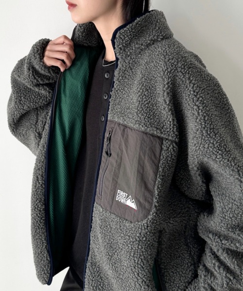 FIRST DOWN（ファーストダウン）の「FIRST DOWN(ファーストダウン)/BOA JKT ボアジャケット ボアブルゾン フリースアウター（ブルゾン・レディース・ベージュ/ブラック/グレー・S/M/L/XL）」の22枚目の写真