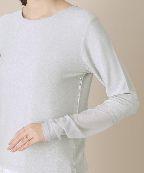ITS'DEMO(イッツデモ)の「【手洗い可】袖シアーラメインナー(Tシャツ/カットソー・レディース・サックスブルー/ライトグレー系9/ブラック・00)」の6枚目の写真