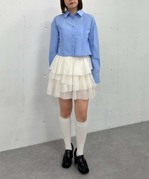 archives(アルシーヴ)の「’ピンタックコットンシャツ’(シャツ/ブラウス・レディース・オフホワイト/ブルー/ネイビー・MEDIUM)」の14枚目の写真