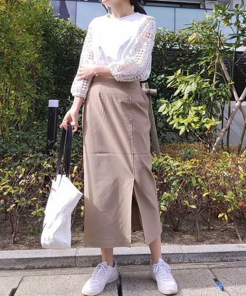 Q（キュー）の「袖レースプルオーバー（Tシャツ/カットソー・レディース・ホワイト/ライトグレー・MEDIUM）」の16枚目の写真