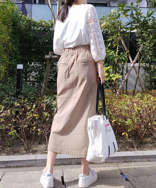 Q（キュー）の「袖レースプルオーバー（Tシャツ/カットソー・レディース・ホワイト/ライトグレー・MEDIUM）」の15枚目の写真