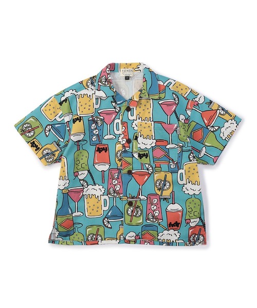 F.O.KIDS（エフオーキッズ）の「F.O.KIDS/エフオーキッズ 総柄オープンカラーシャツ 4色展開（シャツ/ブラウス・キッズ・キナリ/ブルー/カーキ/チャコール・140/130/120）」の4枚目の写真