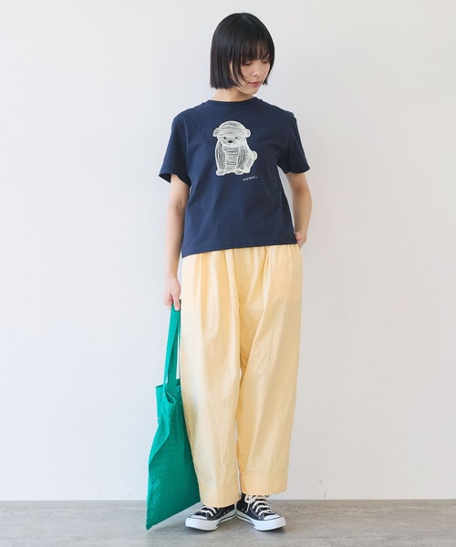 bulle de savon（ビュルデサボン）の「しょんぼり犬刺繍Tシャツ（Tシャツ/カットソー・レディース・ネイビー/レッド/オートミール・FREE）」の6枚目の写真