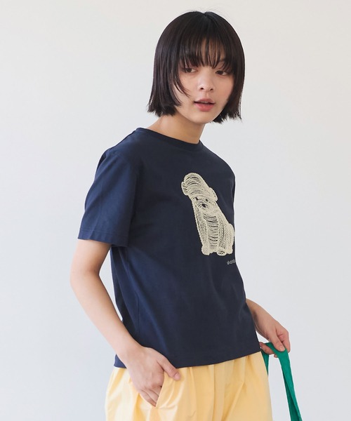 △しょんぼり犬刺繍Tシャツ（Tシャツ/カットソー）｜bulle de