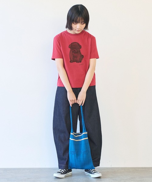 bulle de savon（ビュルデサボン）の「しょんぼり犬刺繍Tシャツ（Tシャツ/カットソー・レディース・ネイビー/レッド/オートミール・FREE）」の14枚目の写真