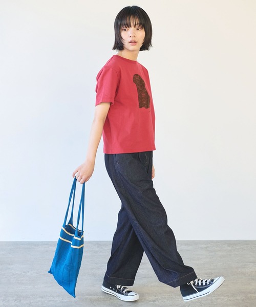 bulle de savon（ビュルデサボン）の「しょんぼり犬刺繍Tシャツ（Tシャツ/カットソー・レディース・ネイビー/レッド/オートミール・FREE）」の15枚目の写真