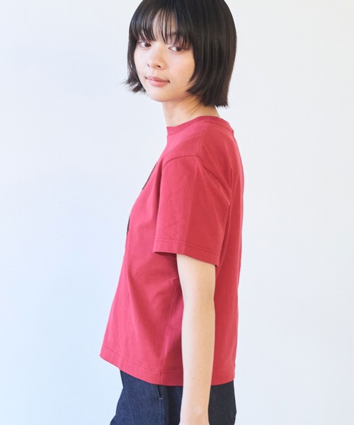 bulle de savon（ビュルデサボン）の「しょんぼり犬刺繍Tシャツ（Tシャツ/カットソー・レディース・ネイビー/レッド/オートミール・FREE）」の11枚目の写真