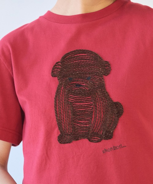 △しょんぼり犬刺繍Tシャツ（Tシャツ/カットソー）｜bulle de