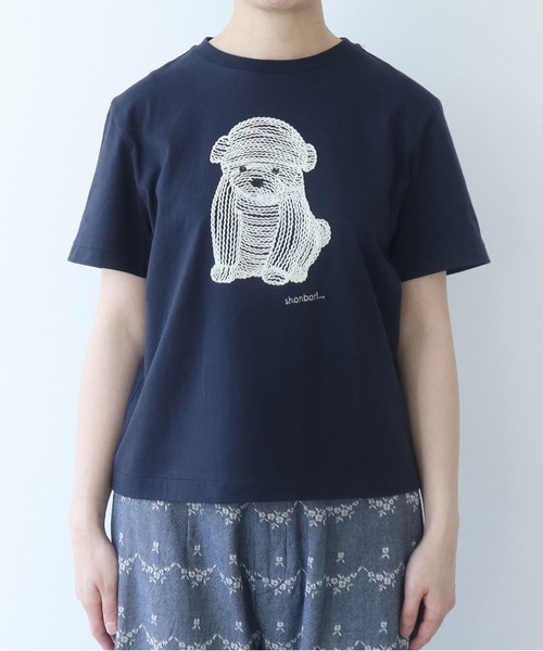 △しょんぼり犬刺繍Tシャツ（Tシャツ/カットソー）｜bulle de