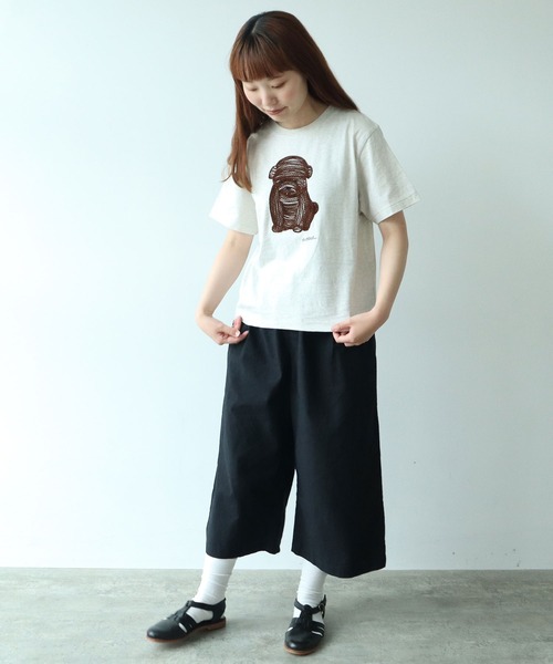 △しょんぼり犬刺繍Tシャツ（Tシャツ/カットソー）｜bulle de