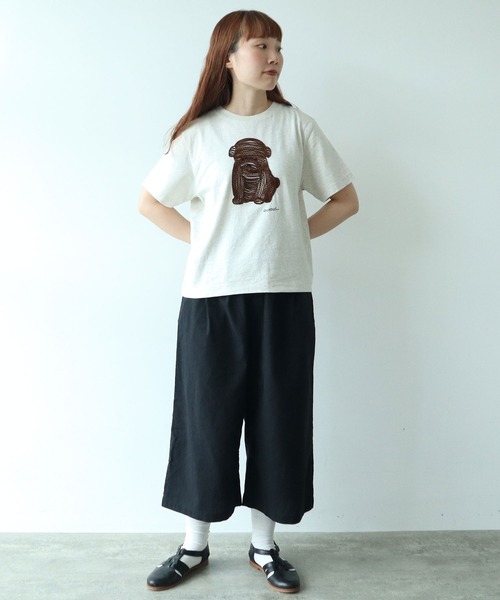 △しょんぼり犬刺繍Tシャツ（Tシャツ/カットソー）｜bulle de