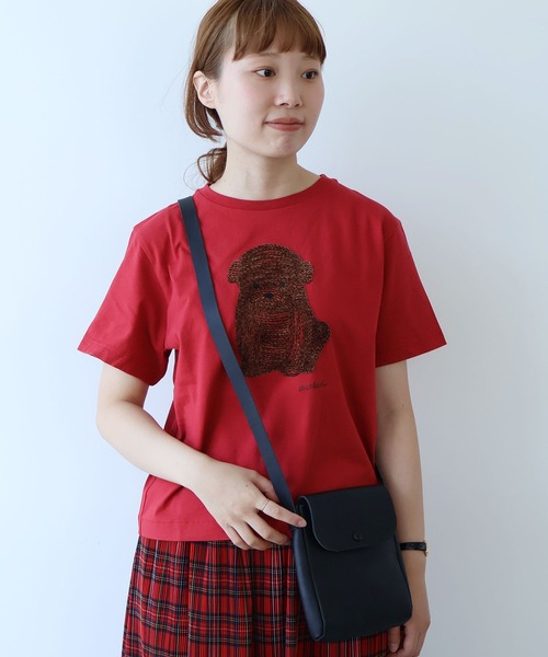 △しょんぼり犬刺繍Tシャツ（Tシャツ/カットソー）｜bulle de savon