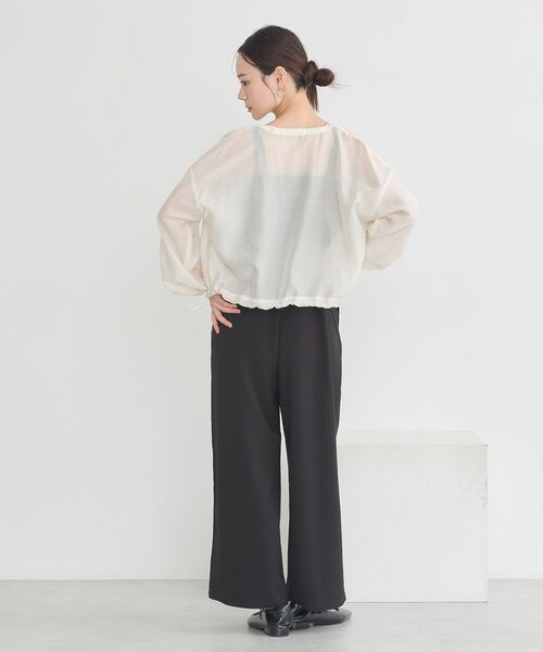 earth music&ecology（アースミュージックアンドエコロジー）の「シアーショートシャツブルゾン（ブルゾン・レディース・グレイッシュベージュ/ブラック/オフホワイト・FREE）」の18枚目の写真