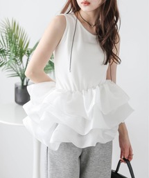 AMELY | バルーンフリルドッキングトップス(Tシャツ/カットソー)