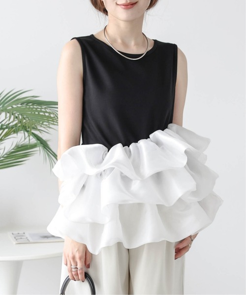 Lajour バルーンフリルドッキングトップス Lajour｜バルーンフリルドッキングトップス | Rakuten Fashion