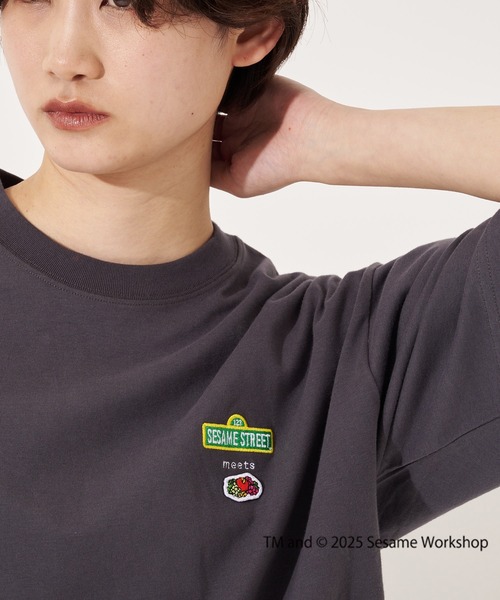 FRUIT OF THE LOOM(フルーツオブザルーム)の「SESAME STREET×FTL Illust T-Shirt E / コラボ / セサミストリート / 半袖 / バック / キャラクター / イラスト / プリント / ワンポイント / ロゴ / ユニセックス(Tシャツ/カットソー・メンズ・ミント/ブラック・S/M/L)」の5枚目の写真