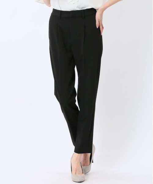 m.f.editorial（エムエフエディトリアル）の「【ストレッチ ウォッシャブル】m.f.エディトリアル レディース ワンタック テーパードパンツ（スラックス・レディース・ライトグレー/ライトグリーン/ブラック/ホワイト×ブラック・MEDIUM/LARGE/S）」の3枚目の写真