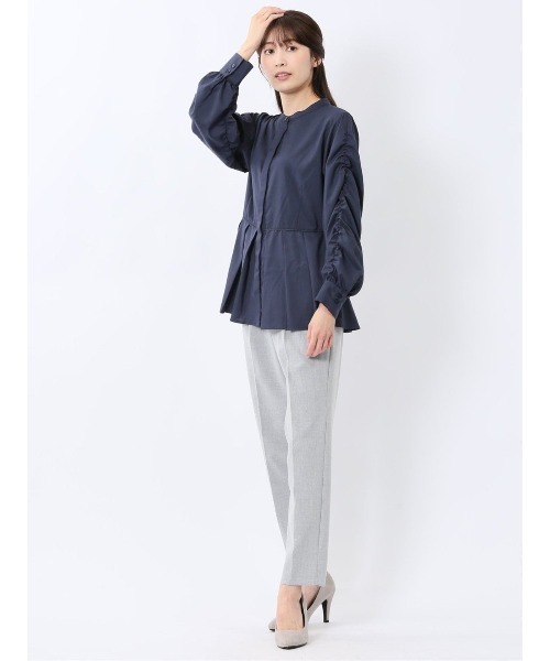 m.f.editorial（エムエフエディトリアル）の「【ストレッチ ウォッシャブル】m.f.エディトリアル レディース ワンタック テーパードパンツ（スラックス・レディース・ライトグレー/ライトグリーン/ブラック/ホワイト×ブラック・MEDIUM/LARGE/S）」の11枚目の写真