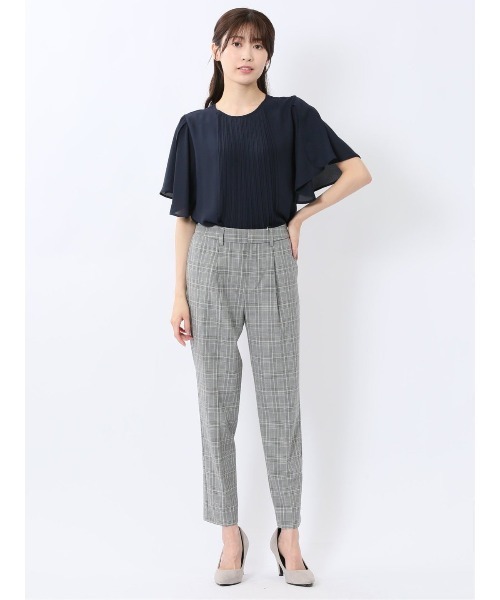 m.f.editorial（エムエフエディトリアル）の「【ストレッチ ウォッシャブル】m.f.エディトリアル レディース ワンタック テーパードパンツ（スラックス・レディース・ライトグレー/ライトグリーン/ブラック/ホワイト×ブラック・MEDIUM/LARGE/S）」の21枚目の写真