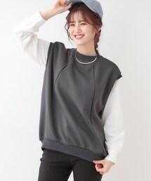 SHOO・LA・RUE（シューラルー）の「【洗える/S-LL/2点セット】コクーンベストセット（Tシャツ/カットソー・レディース）」