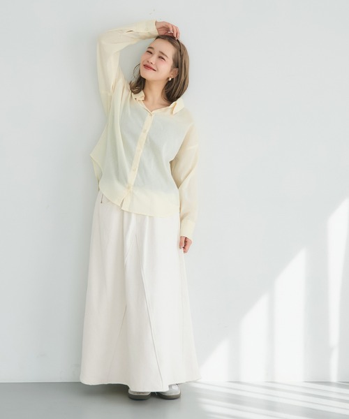 coca(coca)(コカ)の「【WEB限定セール】度甘デニムフレアスカート(スカート・レディース・アイボリー/ブルー・S/L/M)」の3枚目の写真