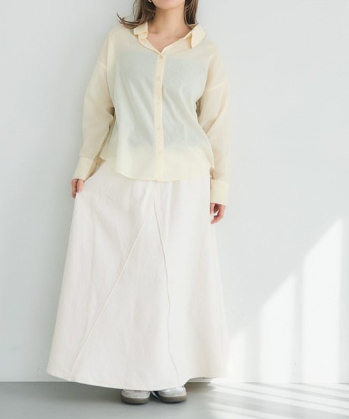 coca(coca)(コカ)の「【WEB限定セール】度甘デニムフレアスカート(スカート・レディース・アイボリー/ブルー・S/L/M)」の5枚目の写真