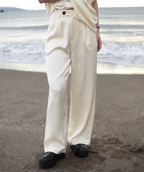 セール】damaged satin set up / クラッシュサテンセットアップ