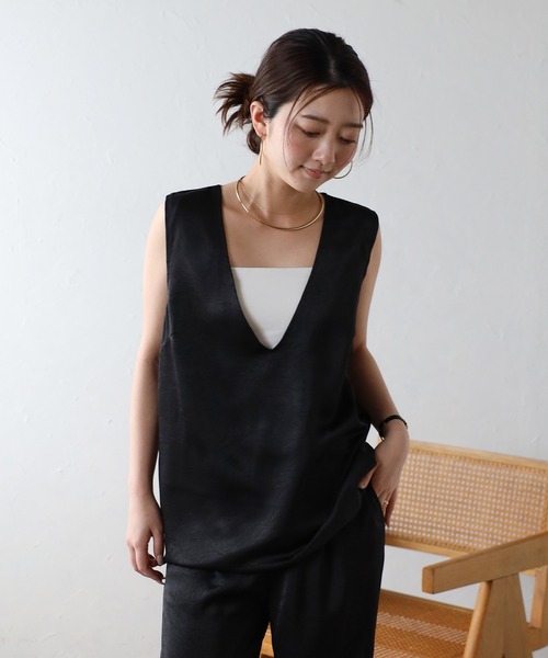 セール】damaged satin set up / クラッシュサテンセットアップ