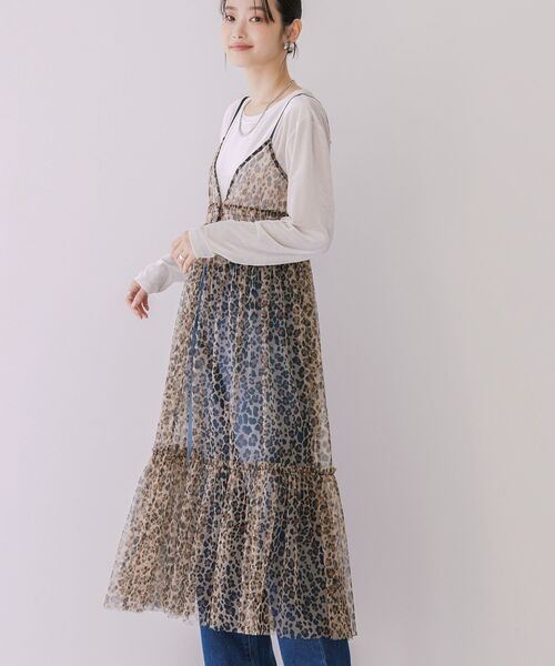 AMERICAN HOLIC（アメリカンホリック）の「チュールキャミワンピース（ワンピース・レディース・レオパード/ブラック・FREE）」の3枚目の写真