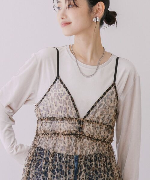 AMERICAN HOLIC（アメリカンホリック）の「チュールキャミワンピース（ワンピース・レディース・レオパード/ブラック・FREE）」の6枚目の写真