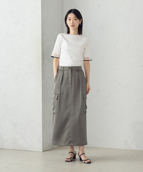 COMME CA ISM（コムサイズム）の「袖口シアーリブニット（ニット/セーター・レディース・ブラック/グリーン/ホワイト・LARGE/MEDIUM）」の4枚目の写真