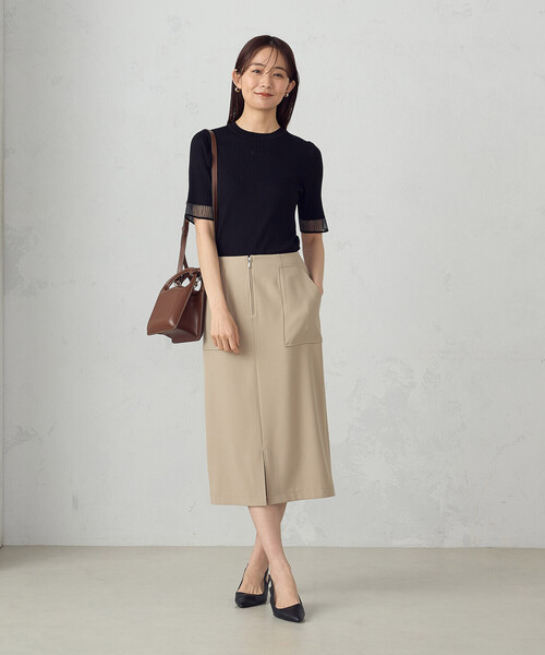 COMME CA ISM（コムサイズム）の「袖口シアーリブニット（ニット/セーター・レディース・ブラック/グリーン/ホワイト・LARGE/MEDIUM）」の9枚目の写真