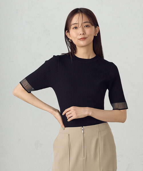 COMME CA ISM（コムサイズム）の「袖口シアーリブニット（ニット/セーター・レディース・ブラック/グリーン/ホワイト・LARGE/MEDIUM）」の10枚目の写真