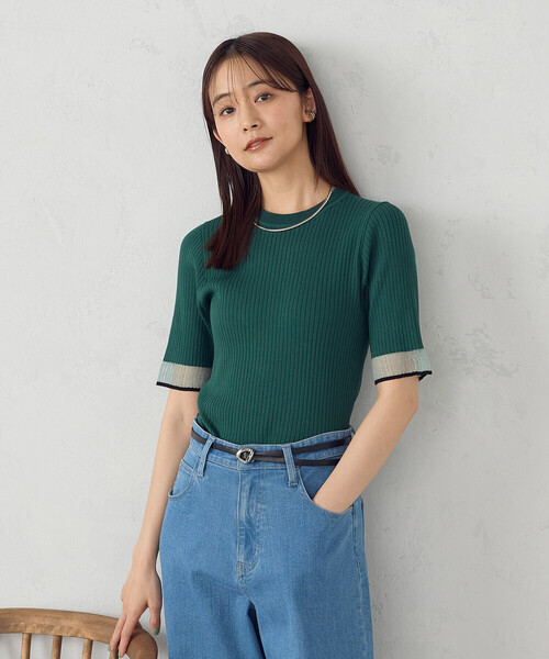 COMME CA ISM（コムサイズム）の「袖口シアーリブニット（ニット/セーター・レディース・ブラック/グリーン/ホワイト・LARGE/MEDIUM）」の13枚目の写真