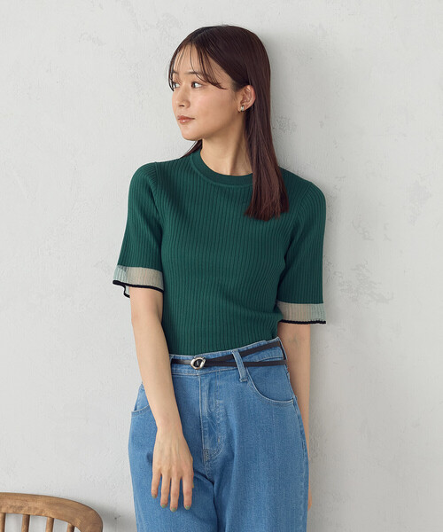 COMME CA ISM（コムサイズム）の「袖口シアーリブニット（ニット/セーター・レディース・ブラック/グリーン/ホワイト・LARGE/MEDIUM）」の14枚目の写真