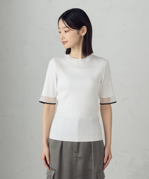 COMME CA ISM（コムサイズム）の「袖口シアーリブニット（ニット/セーター・レディース・ブラック/グリーン/ホワイト・LARGE/MEDIUM）」の15枚目の写真