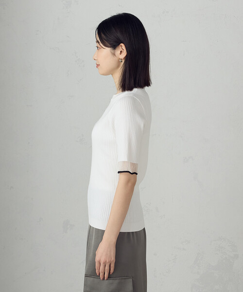 COMME CA ISM（コムサイズム）の「袖口シアーリブニット（ニット/セーター・レディース・ブラック/グリーン/ホワイト・LARGE/MEDIUM）」の16枚目の写真