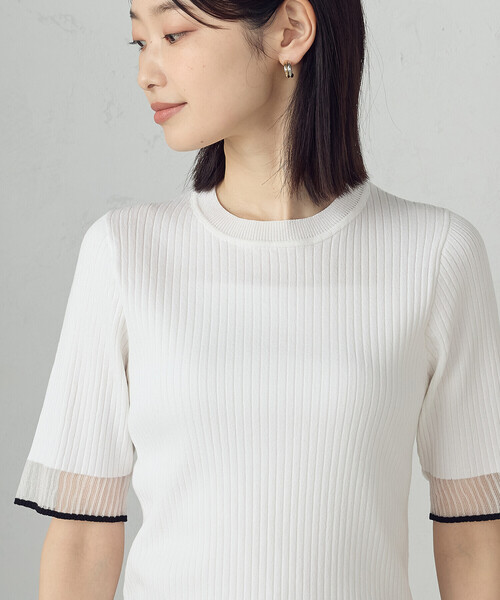 COMME CA ISM（コムサイズム）の「袖口シアーリブニット（ニット/セーター・レディース・ブラック/グリーン/ホワイト・LARGE/MEDIUM）」の18枚目の写真