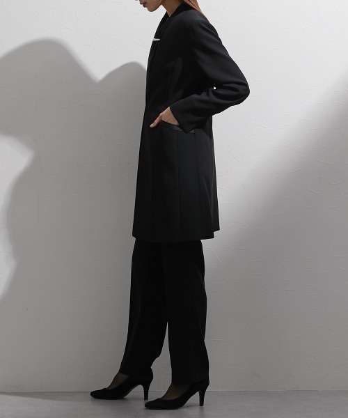nissen（ニッセン）の「袱紗も入るポケット付き｜喪服・礼服｜洗える｜防しわ（イージーケア）｜ストレッチ｜ノーカラージャケット｜3点セット｜ジャケット｜ブラウス｜パンツ｜フロントファスナー｜〔Callarus〕（スーツセット・レディース・ブラック・M/L/LL/3L/S）」の21枚目の写真
