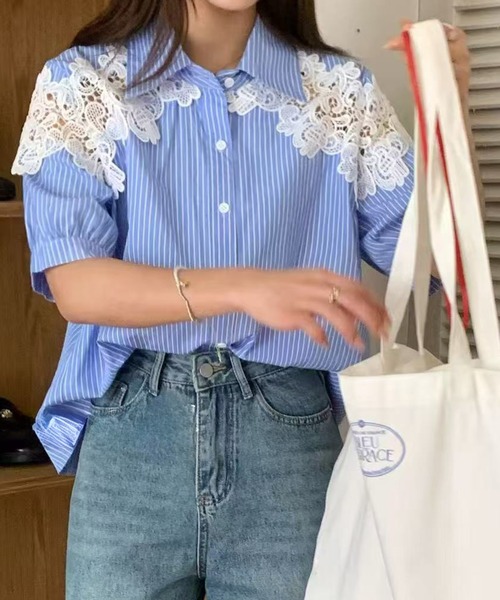 Ada.(エイダ)の「ケミカルレース 切り替え パフスリーブ シャツ(シャツ/ブラウス・レディース・ホワイト/ブルー/ブラック・FREE)」の17枚目の写真